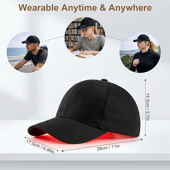 Red Light Therapy for Hair Growth, Built-in Battery & Portable Design, Laser Hair Growth Cap, Red Light Cap for Thicker Hair in Men & Women