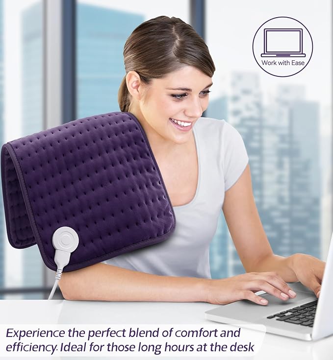 Electric Heating Pad for Back, Neck & Cramps Relief - Moist & Dry Heat Therapy - 6 Heat Settings, 4 Timer Options, Auto Shut-Off, Machine Washable, Ideal Christmas Gift for Men & Women,12"x24"