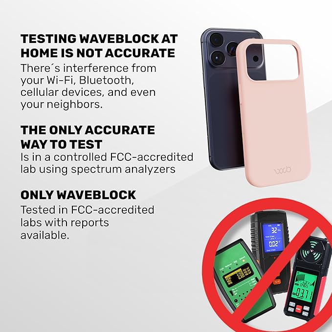 WAVEBLOCK EMF Protection Silicone iPhone Case Compatible with iPhone 17 Pro Max, Radiation Blocker, 5G Shield Reduction, Lightweight, USA Patented and Tested in FCC Lab, Pink