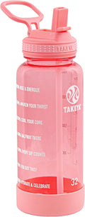 Takeya 32 oz Motivational Water Bottle with Straw Lid with Time Marker, Premium Quality BPA Free Tritan Plastic, Flutter Pink