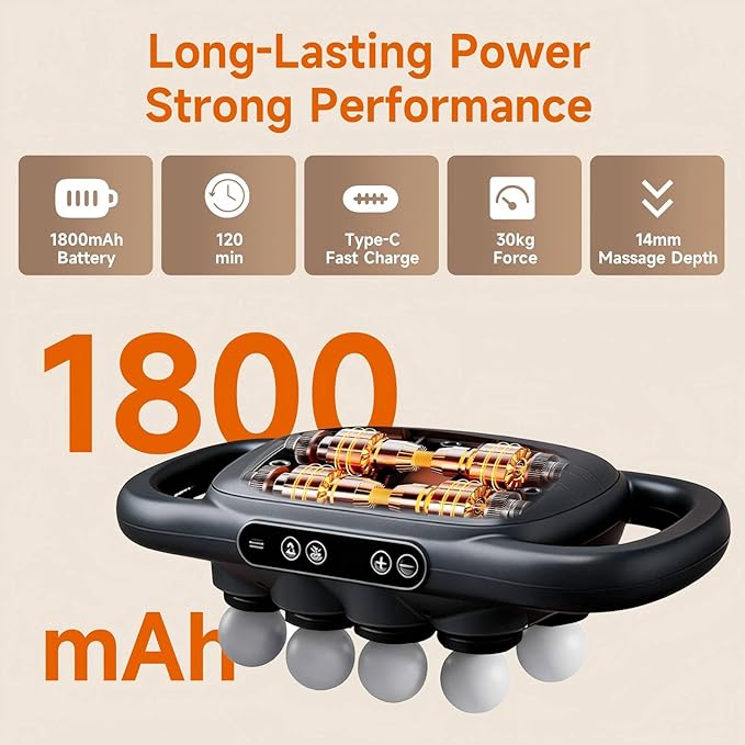 16-Head Massage Gun Set, Deep Tissue Percussion Massager, Electric Muscle Massager with 9 Adjustable Speeds, Portable for Home, Gym, Office, Travel, Black