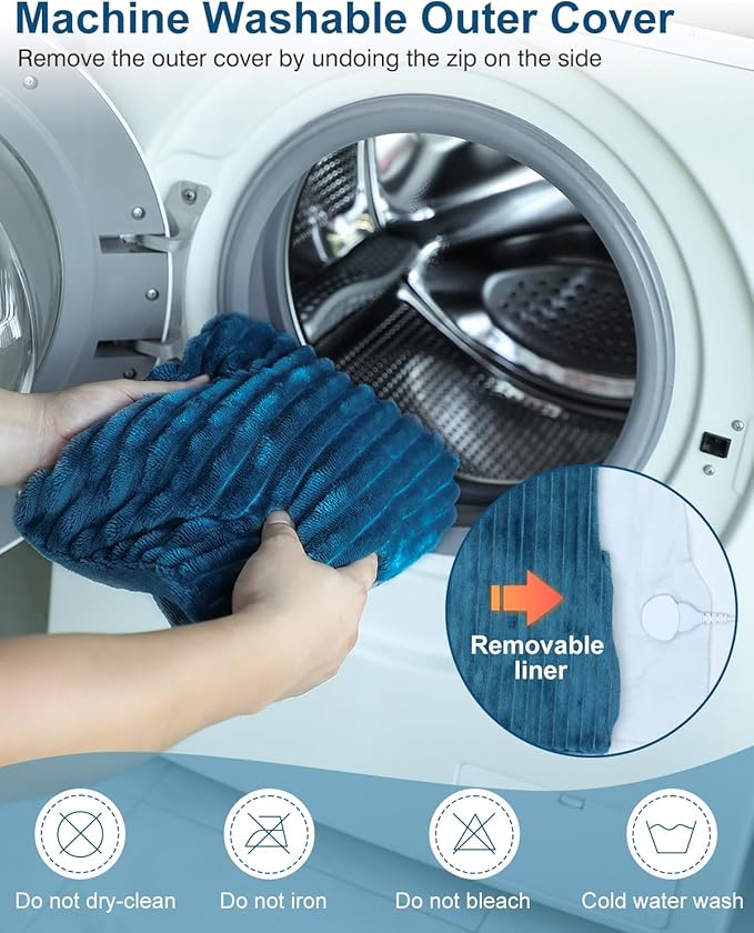 Dowin Heating Pads for Back Pain Relief,Wearable Electric Heating Pad with Massager, 24"x35" Extra Large Heated Pad for Neck and Shoulders Cramps,Auto-Shut Off,Machine Washable (Teal)