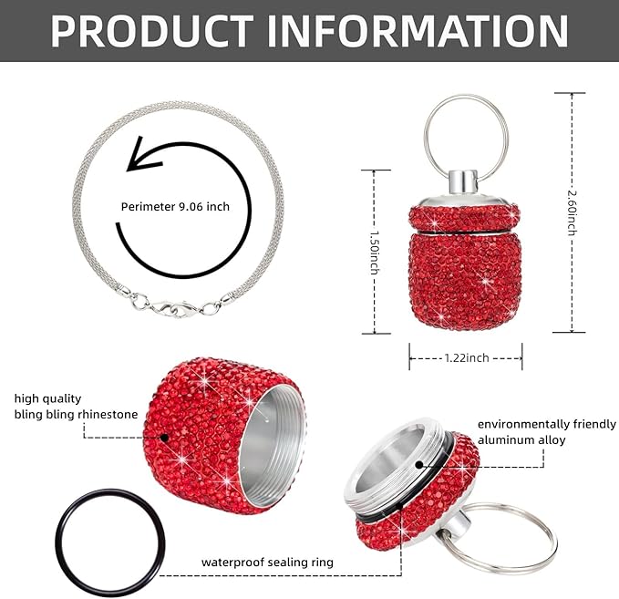 Small Pill Box Keychain Cute Mini Medicine Fob Fancy Pill Pockets Container Vitamin Storage Organizer Medicine Case Holder for Supplement(Red)