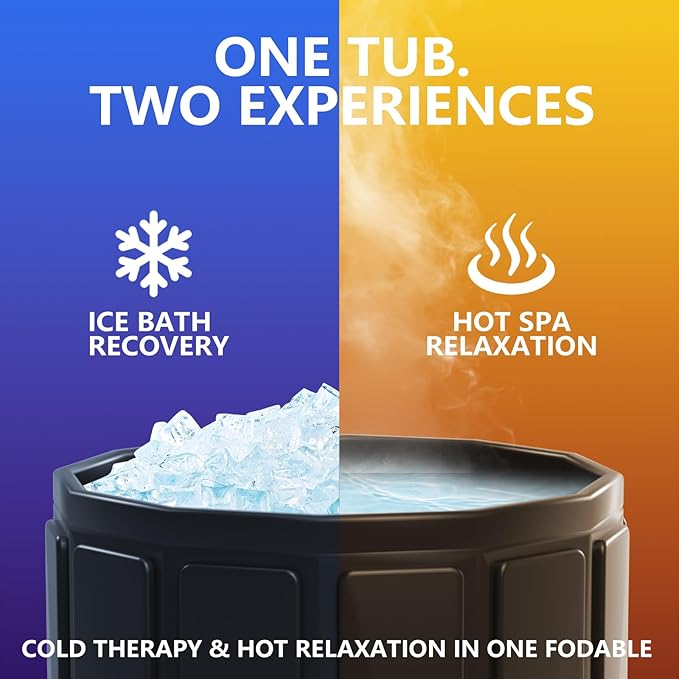 Ice Bath Tub for Athletes - Extra Large Cold Plunge Tub for Muscle Recovery & Cold Water Therapy, Portable Multi-Layer Ice Bath for Home, Gym, Backyard, Spa, Indoor & Outdoor Use (Black, 30X35.5 IN)