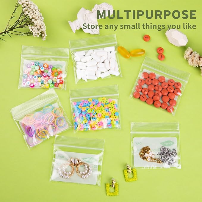 Pill Packs Bag Organizer Pouches, 500 Pcs Travel Pill Pouch Bags Zippered Pouch Set Reusable Baggies Vitamin Travel Organizer Pill Pouches for Medicine with Write-on Label