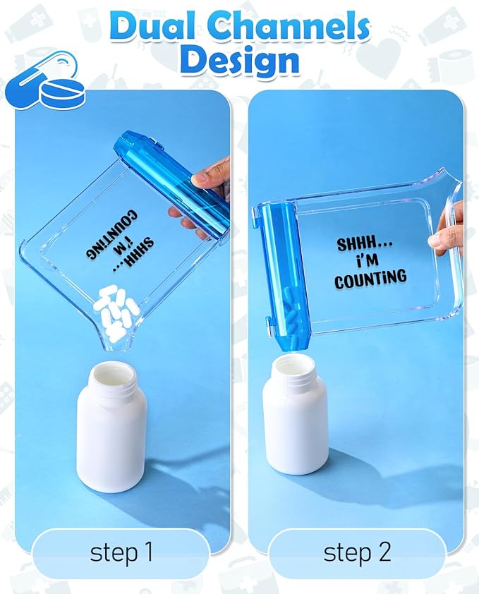Plifal Pill Counter Tray with Spatula - Pill Counting Tray Shhh Print Pharmacy Counting Tray Medicine Sorting Tray with Funny Reminder Labels, Equipped with L-Shaped Spatula