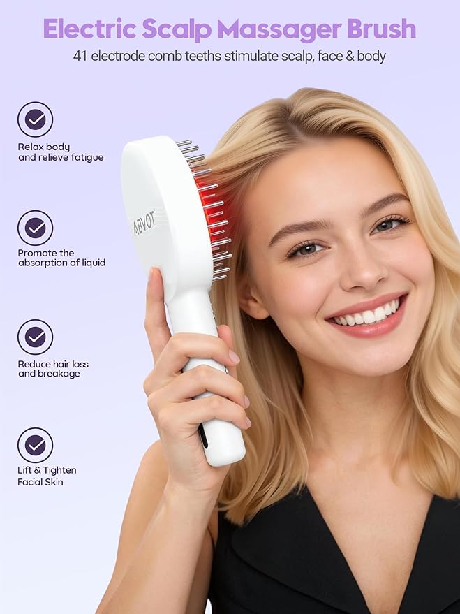 3-in-1 Electric Scalp Massager Brush, Vibrating Scalp Massager Comb with Hair Oil Applicator for Scalp/Face/Body Relaxation, Portable Massager Tool for Home & Travel, Gift for Men & Women(White)