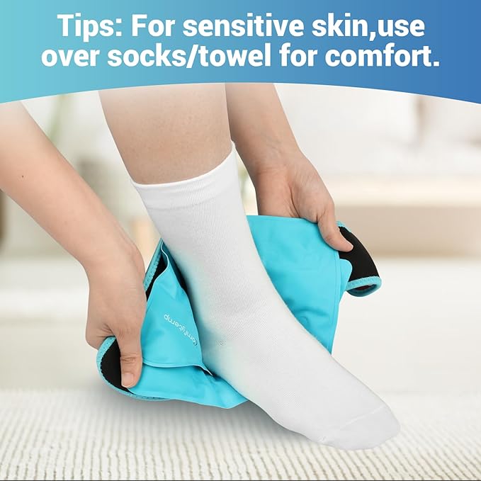 Comfytemp Ankle Ice Pack Wrap Brace for Swelling, Foot Pain Relief, 2 Gel Packs for Injuries Reusable, Hot Cold Compress Therapy for Plantar Fasciitis, Heel Spur, Achilles Tendonitis