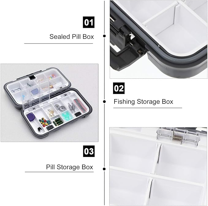 EXCEART Travel Medicine Kit Mini Pill Organizer 8 Compartments Travel Medicine Box Case Pill Box Medicine Pill Tablet Capsule Organizer for Fish Oil Supplement Tool Chest Organizer