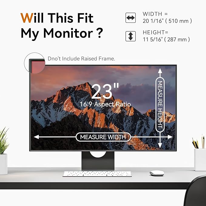 [2 Pack] 23 Inch Computer Privacy Screen for 16:9 Aspect Ratio Widescreen Monitor, Eye Protection Anti Glare Blue Light Computer Monitor Privacy Filter, Removable Anti-Scratch 23in Protector Film