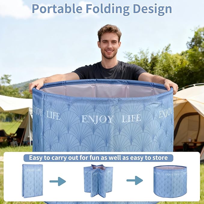 Foldable Bath Tub for Adults, Large Foldable Hot Ice Plunge Tub for Recovery, Collapsible Hot Cold PlungeTub Suitable for Home Outdoors Gyms (Insulation)