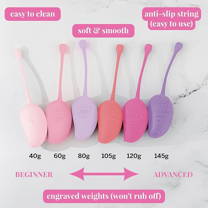 Pixie Inner Core Wellness & Strength Training for Feminine Care – Women’s Core Strength Set – Set of 6 – Includes Easy-to-Read Guide & Exercises for Beginners & Advanced (Blush)