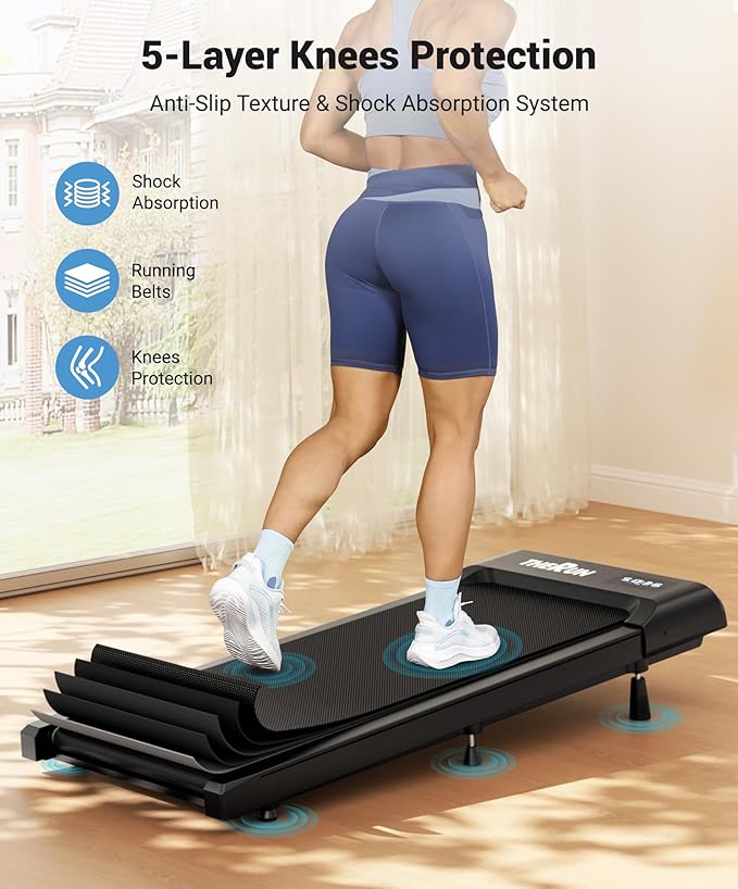 THERUN Walking Pad Treadmill with 10% Incline, Walking Pad for Home and Office, 2.5 HP, Under Desk Walking Pad with Remote Control and LED Display