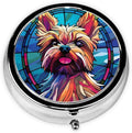Yorkie Dog Small Box for Pill,3 Compartment Pill Case Travel Medicine,Portable Pocket or Purse Pill Organizer Container Holder Hold Vitamins, Medication, Fish Oil Supplements