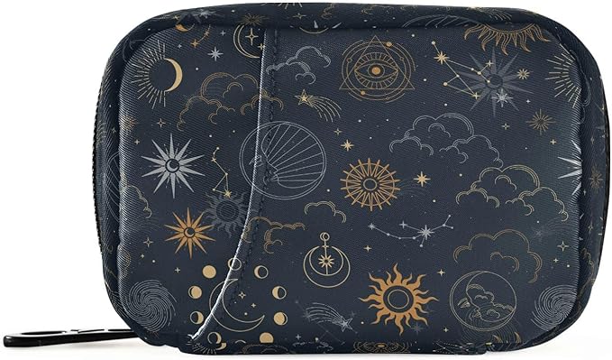 Magic Constellation Sun Moon Pill Box 7 Day Pill Case Travel Pill Organizer Bag Container for Medicine with Zipper Portable Weekly Case Compact Size for Medicine, Vitamin, Supplement