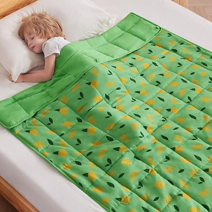 anfie Weighted Blanket Kids(48"x72" 10lbs) Weighted Blanket Cooling Blanket for Sleeping,Throw Size Breathable Blanket with Premium Glass Bead(Lime Green)