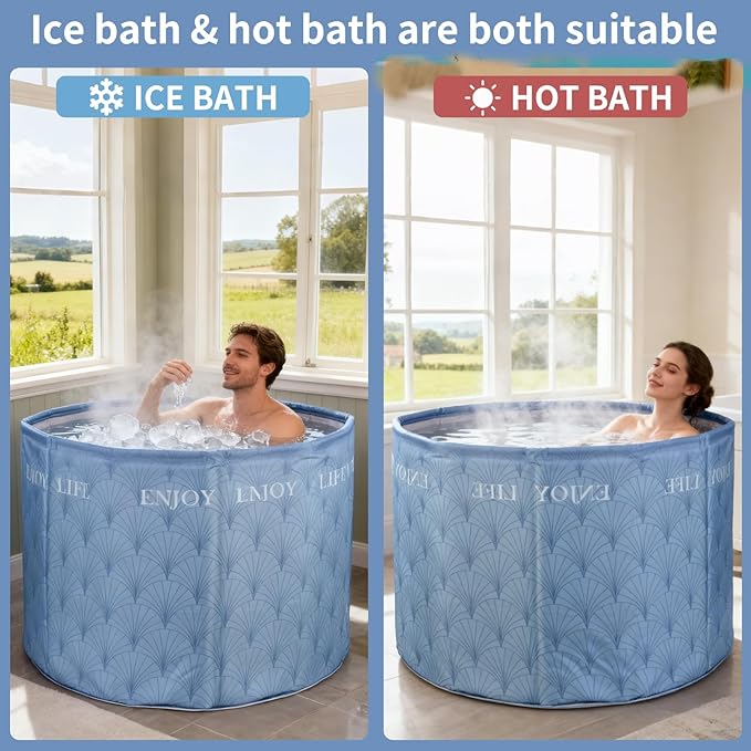 Foldable Bath Tub for Adults, Large Foldable Hot Ice Plunge Tub for Recovery, Collapsible Hot Cold PlungeTub Suitable for Home Outdoors Gyms (Insulation)