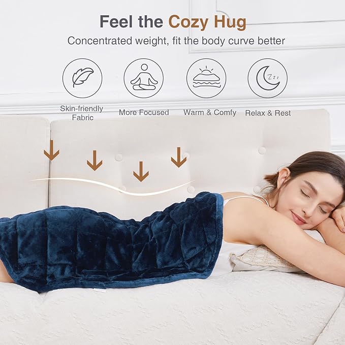 Alomidds Weighted Blanket 7lbs for Adults, Cozy Breathable Weighted Lap Blanket, Small Weighted Blanket Travel, Weighted Lap Pad for Relaxing, Sleeping, Navy, 29" x 24"