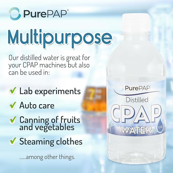 Distilled Water - 12-Pack of 12oz Bottles for CPAP Machine Humidifier - Clean, Safe