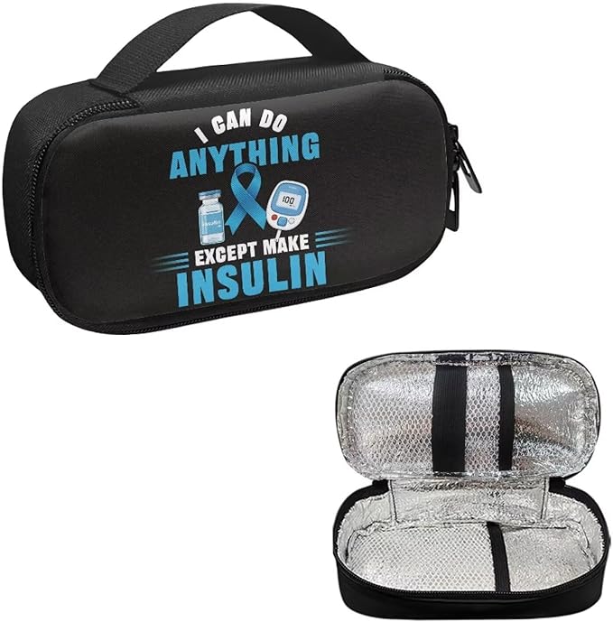 Rnyleeg I Can Do Anythings Diabetic Bags for Supplies Black Insulin Cooler Travel Case Portable Diabetic Travel Case for Insulin Pens Diabetes Supply Case with Handle&Zipper