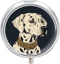 Vintage Painting of Dog Pill Box 3 Compartment Small Pill Case Portable Pill Box for Pocket Or Purse Round Metal Pill Box Cute Medicine Organizer Holder to Hold Vitamins Medication