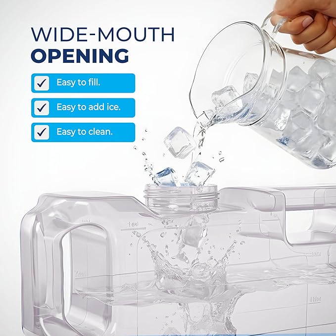 Refrigerator Water Dispenser 1.1 Gallon – Leak-Proof Slim Fridge Water Container with Spigot – BPA-Free Refillable Water Jug (Clear)