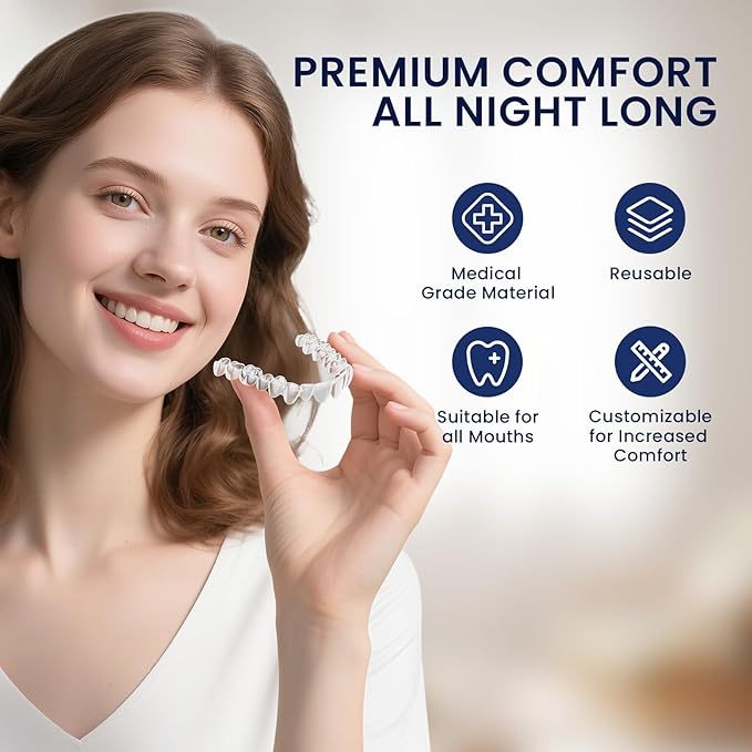 Anti Grinding Guard for Clenching Teeth at Night, Mouth Guard for Grinding Teeth at Night, Teeth Grinding Mouthguards for Sleeping, Comfortable Grinding Guard for Adults