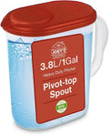 1 Gallon Water Pitcher with Lid & Pivot Top Spout -Slim Design Fits Fridge Door- Tea Pitcher 1 Gallon Plastic Pitcher with Lid 1 Gallon Pitcher with Lid Water Pitchers with Lids Plastic Water Pitcher