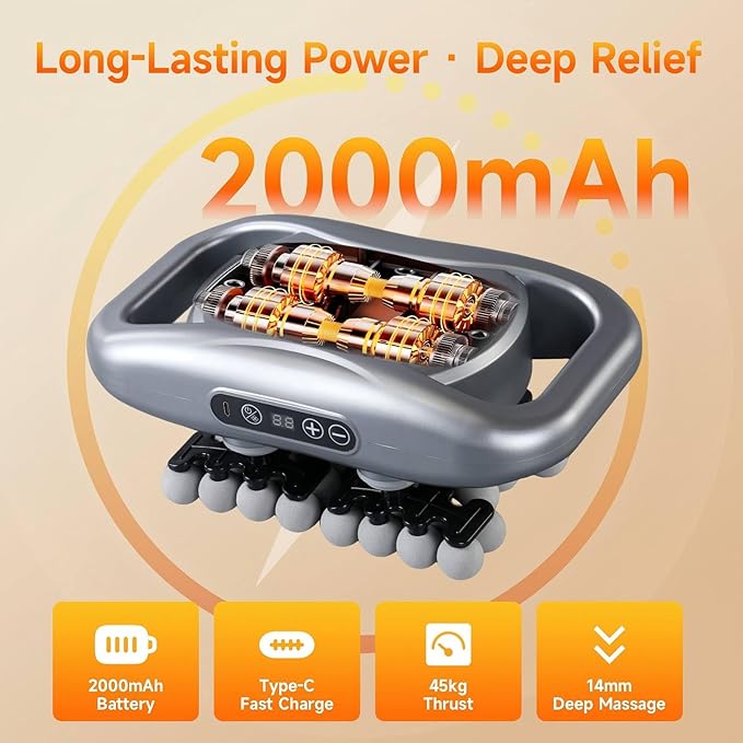 48-Head Massage Gun Set, Deep Tissue Percussion Massager with 9 Modes & 9 Intensity Levels, Quiet Muscle Massage Gun for Back, Shoulders, Legs, Foot, and Body Muscle Pain Relief