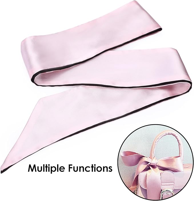 FRESHME 2pcs Satin Blind Eye Sleeping Mask - Silk Adjustable Satin Blindfold Gift Soft Eye Covers for Travel Nap Bedroom, Double Sides Pink & Black+Black 2pc Set