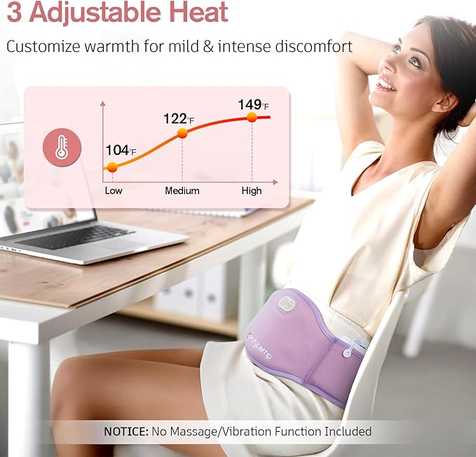 Comfytemp Portable Belly and Back Heating Pad for Period Soothing, FSA Eligible HSA Cordless Dual-Zone Menstrual Heating Pad Wearable Belt for Abdomen Waist Wireless, 3 Timer&Heat, Girl Women Daughter