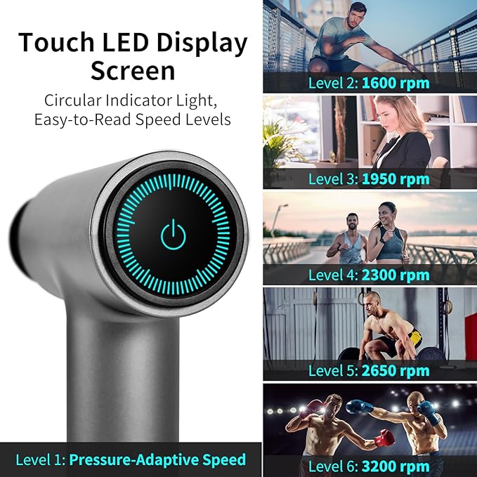 arboleaf Massage Gun deep Tissue, 6 Speeds Powerful Handheld Percussion Muscle Massager Gun with Portable Travel Case for Back, Shoulder, Sore Muscles, Pain Relief for Athletes, Relax, Gifts