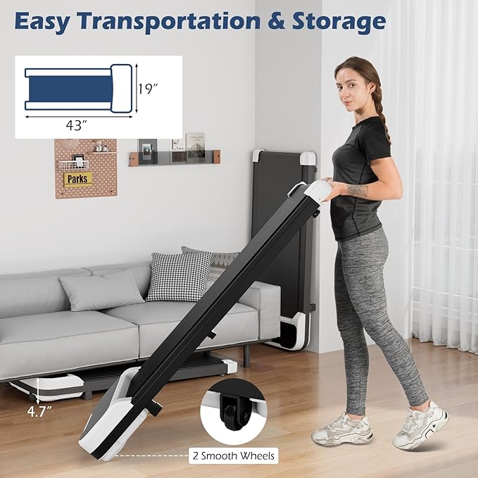 GYMAX Walking Pad, 2.5HP 3 in 1 Under Desk Treadmill with Remote Control, LED Display & 3 Countdown Modes, Free-Installation Portable Compact Running Jogging Machine for Home Small Space