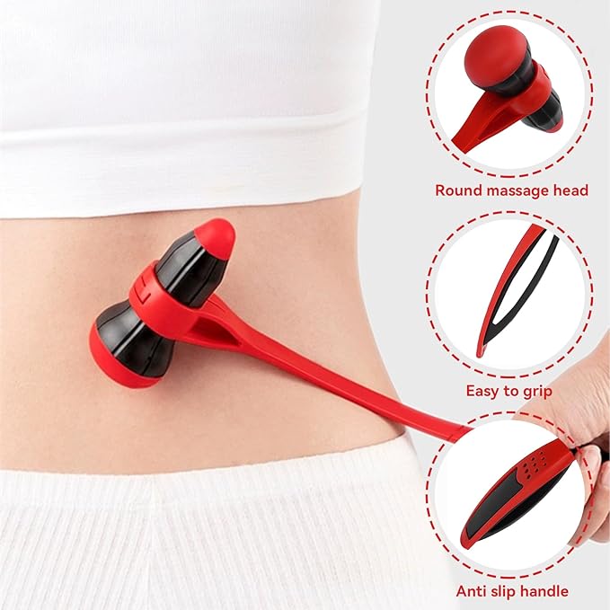 Agatige Body Massage Hammer, Multifunctional Silicone Elastically Bendable Body Acupoints Massager Massor Handheld Plastic Massor Relaxing Tool for Relieve Body Stress(Red + Black)