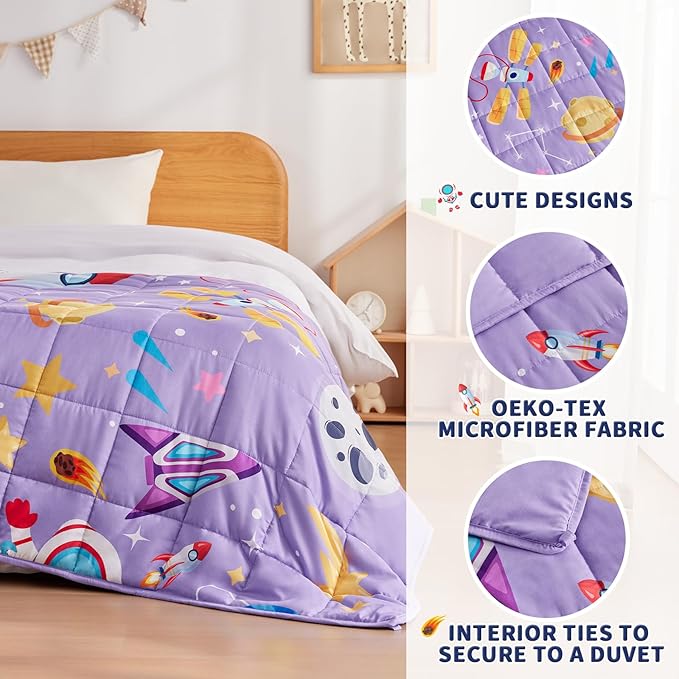 anfie Weighted Blanket Kids(36"x48" 5lbs) Weighted Blanket Cooling Blanket for Sleeping,Throw Size Breathable Blanket with Premium Glass Bead(Purple Aerospace)