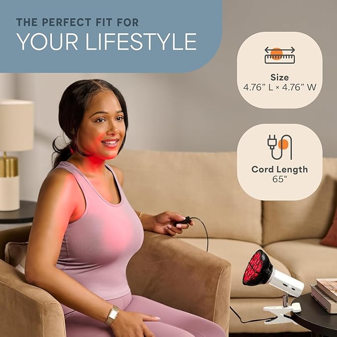 LifePro Red Light Therapy Lamp - Infraglow Infrared Red Light Therapy Bulb with 660nm and 850 nm Wavelength -18 LEDs & Clip-On Lamp - at Home Infrared Bulb for Daily Wellness and Relaxation