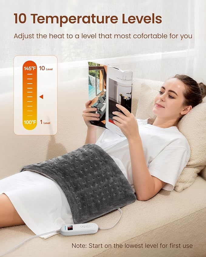RENPHO Heating Pad for Back Pain & Period Cramps, FSA Eligible & HSA Store, Mothers Day Gifts & Birthday Gifts for Women Men,12" x24‘’ Electric Heat Pad for Neck and Shoulder, ETL Certified, Gray