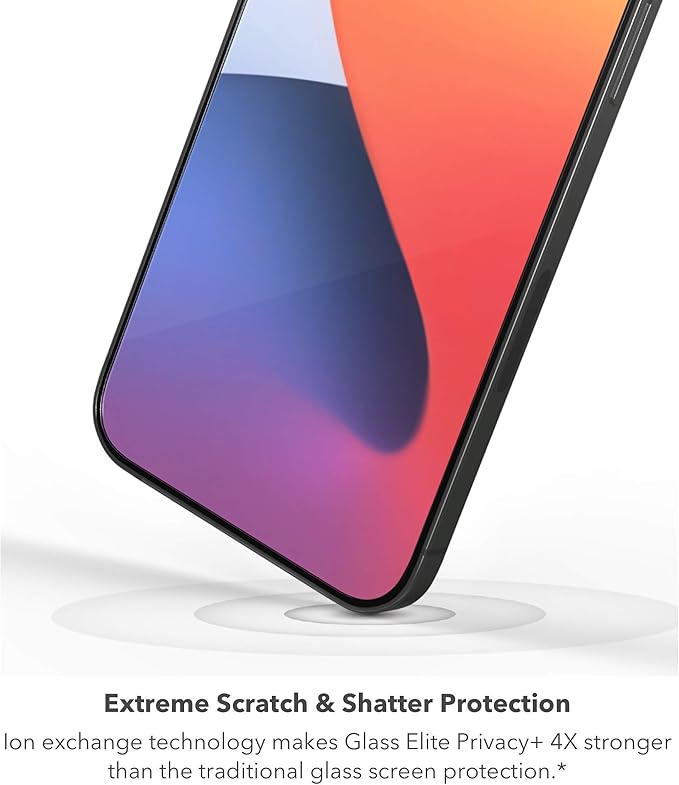 ZAGG Glass Elite Privacy - Privacy Screen Protector for iPhone 12 Pro, iPhone 12, iPhone 11, iPhone XR – InvisibleShield - 3X Impact Protection (200106681)