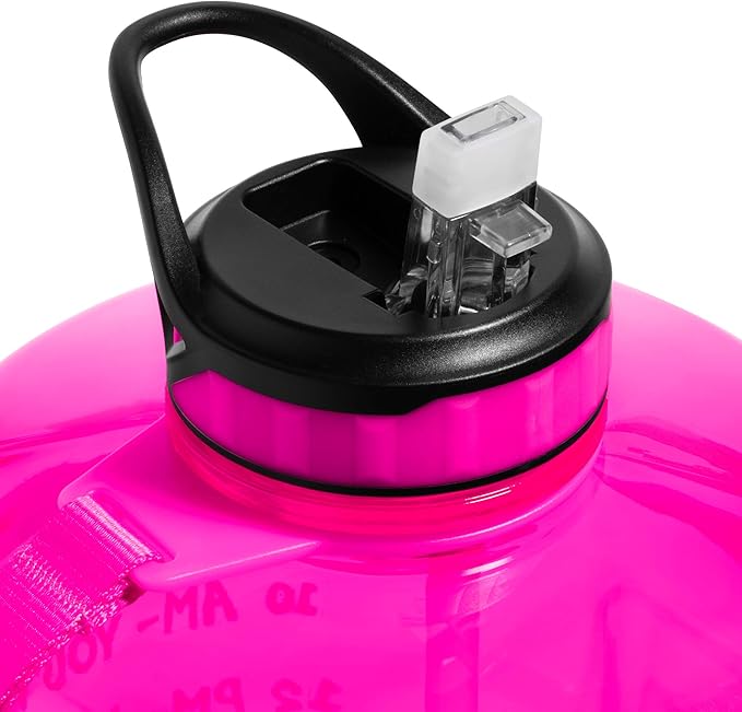 NatureWorks HydroMATE Gallon Water Bottle with Straw BPA FREE Leak Proof Reusable Water Bottle with Times to Drink Marked Hourly 128 oz