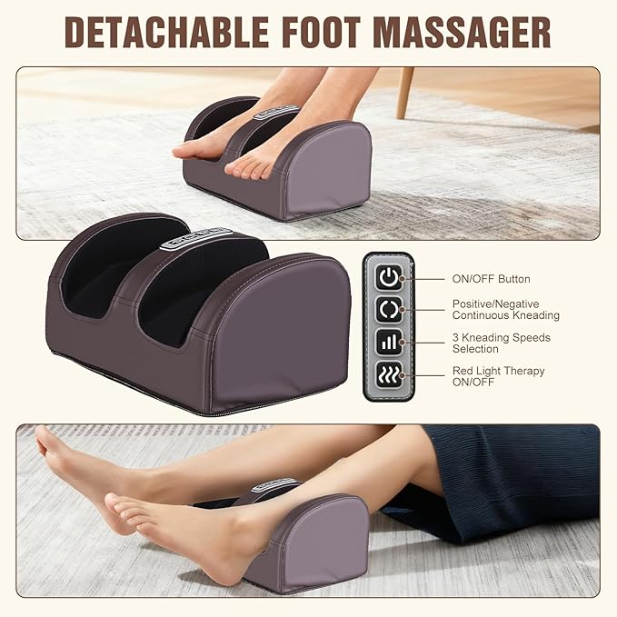 Full Body Massage Mat with Heat, Detachable Shiatsu Neck and Foot Massager, Vibration Massage Mat for Back Pain Relief, 9 Modes 3 Timers, Inflatable Lumbar Pillow, Home Office Gift for Men Women
