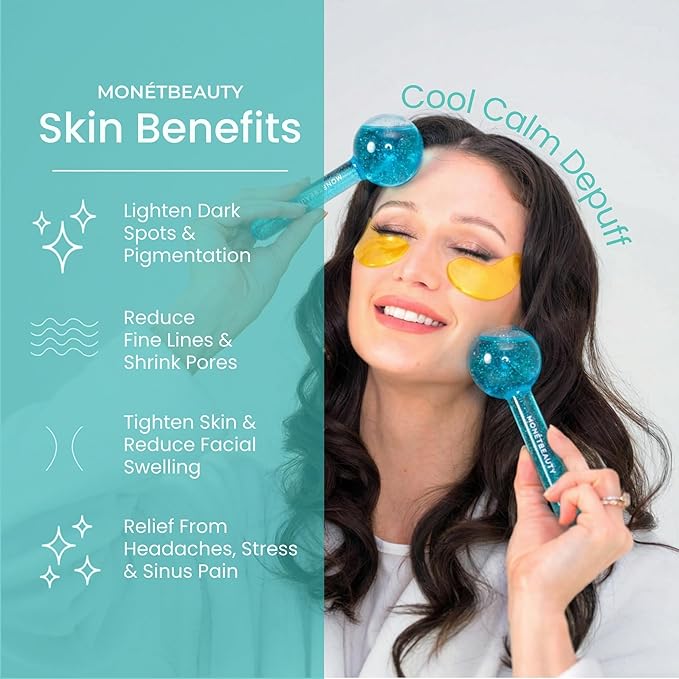 Ice Globes for Face, Freezer Safe and Highly Effective Facial Globes for Daily Beauty Routines, Face Roller to Tighten Skin, Reduce Puffiness, Enhance Circulation and Complexion (Blue)