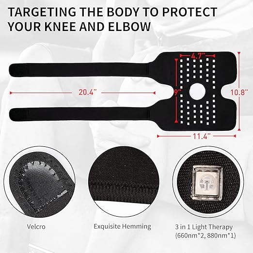 Red Light Therapy Device for Joint Pain Relief, 880nm Infrared Light Therapy Wearable Adjustable Wrap for Knee Elbow, Home Use Led Light Therapy Pads