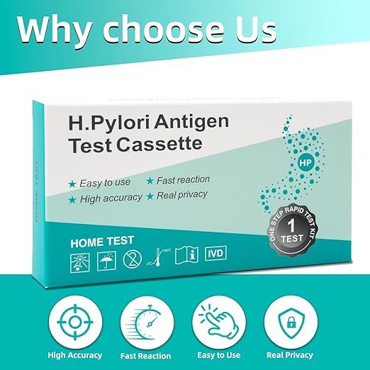 H. Pylori Helicobacter Pylori Stool 4 Test Kit, 10-15 Minutes, Highly Accurate, Easy to Use, Home Testing, No Lab Visit Required