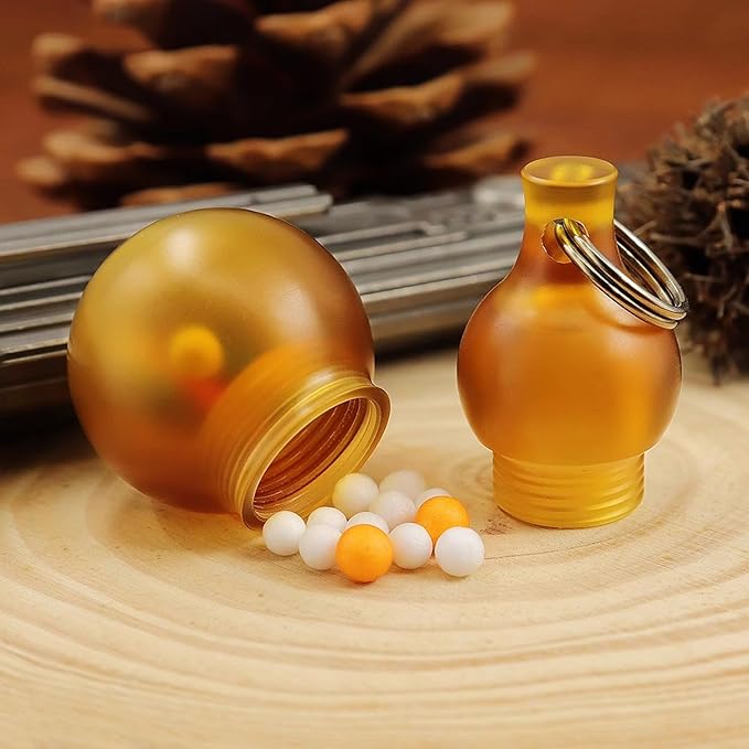 PEI Pill Holder, Waterproof Sealed Bin, Translucent Amber Pill Case, Portable EDC Pocket Pill Box, Pill Organizer Pill Container for Outdoor Travel Camping