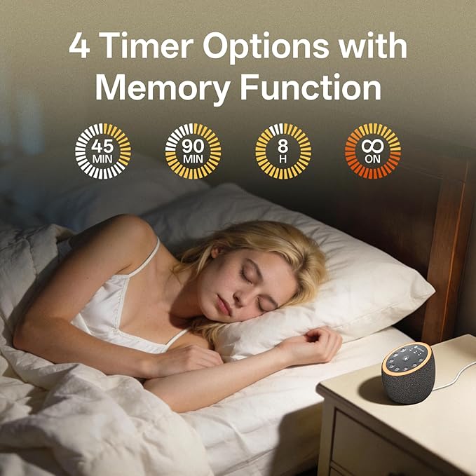 Hotmoon Sound Machine for Sleep, Cocoon 2 White Noise Sound Machine with 40 Relaxing Sounds, Dual-Speaker & Timer, 8 Night Light, Pink Brown Green Noise for Sleeping Adults, Office Privacy, Plug-in