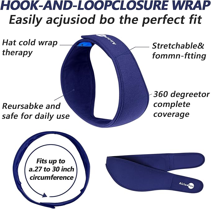 Wisdom Teeth Ice Pack Head Wrap, Face Ice Pack for Jaw Oral Surgery Pain Relief for TMJ, Teeth Removed, 4 Cold Therapy Gel Packs Reusable, Blue