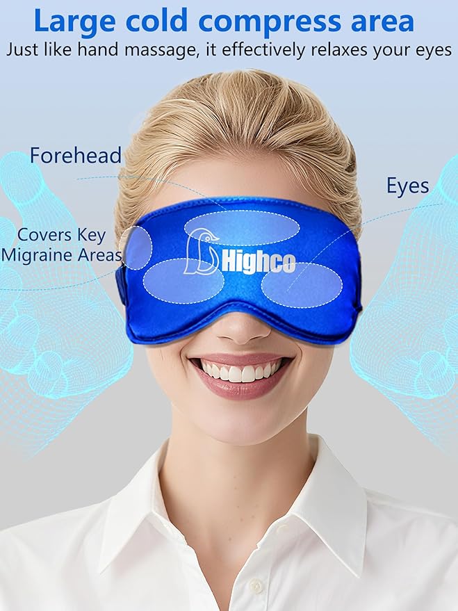 2PCS Cooling Eye Mask and Neck Ice Wrap,Cold Gel Eye Ice Pack for Sleep,Cooling Mask for Eyes,Reusable Ice Eye Patch Cold Compress for Puffy Eyes,Headache,Dark Circles,Migraines Relief,Blue