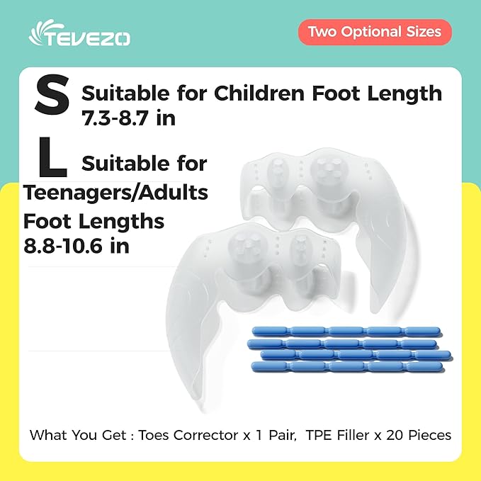 Toe Spacers & Bunion Corrector for Men&Women|Corn Callus Removers|Hammer Toe Straightener|Bunion Relief|Overlapping Toes Separators|1 Pair (Large-Teens/Adults)