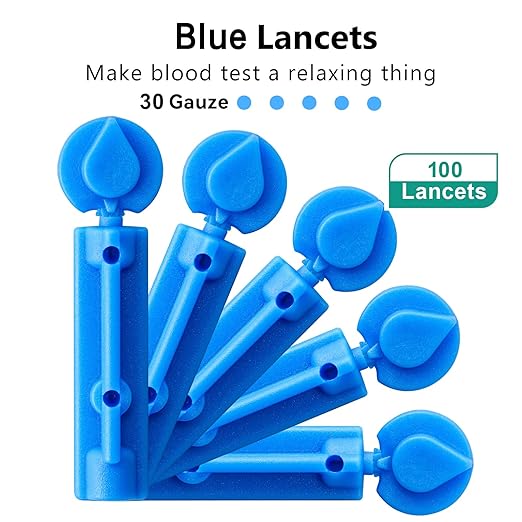 Lancing Device and 100 Lancets, Single Use, 30 Gauge Lancets, for Minimizing Pain and Discomfort