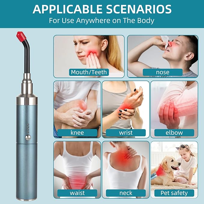 8-LED Handheld Red Light Therapy Wand for Face & Body, 5200mAh Portable Near Infrared Light Device for Cold Sore & Joint Pain Relief, 10Hz Pulse, 460/660/850/940nm Multi-Wave Torch
